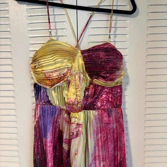 Elegant Pink and Yellow Floral Maxi Dress - Picture 3 of 16